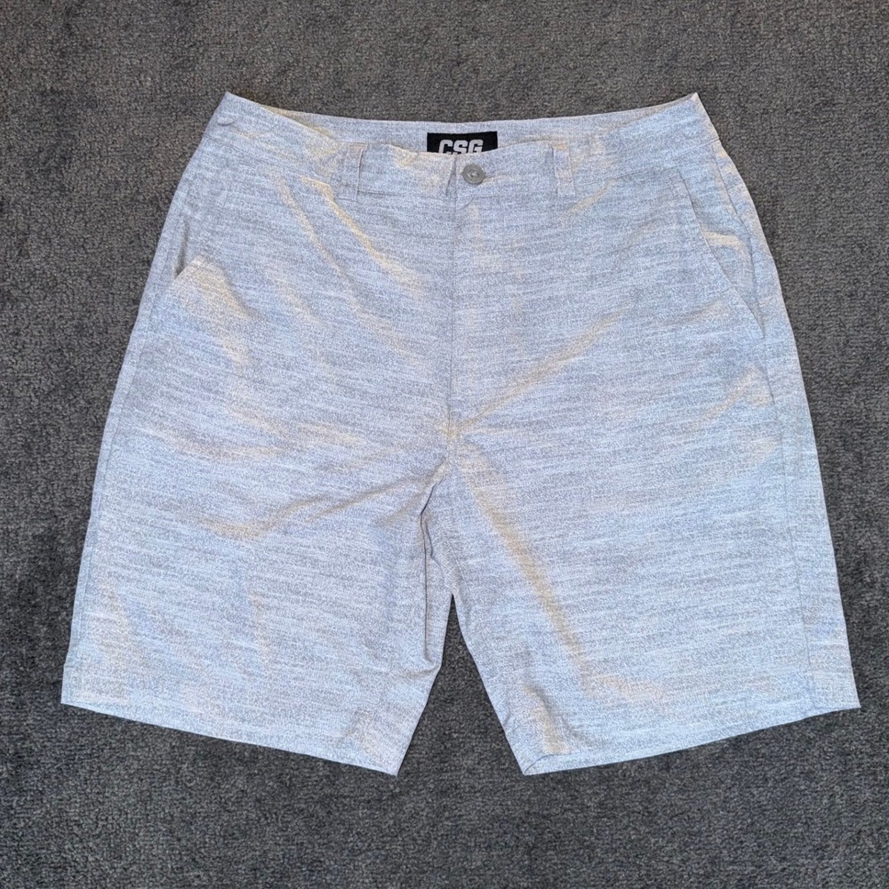 CSG Mens Heather Grey Casual Shorts Size 36 Zip Fly Lightweight Four Pocket